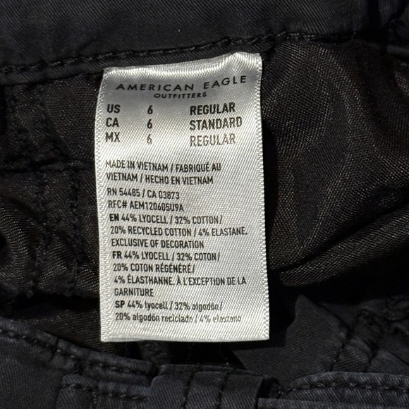 American Eagle Stretch Cargo Utility Pants Womens Size 6 Regular Black - Picture 8 of 8